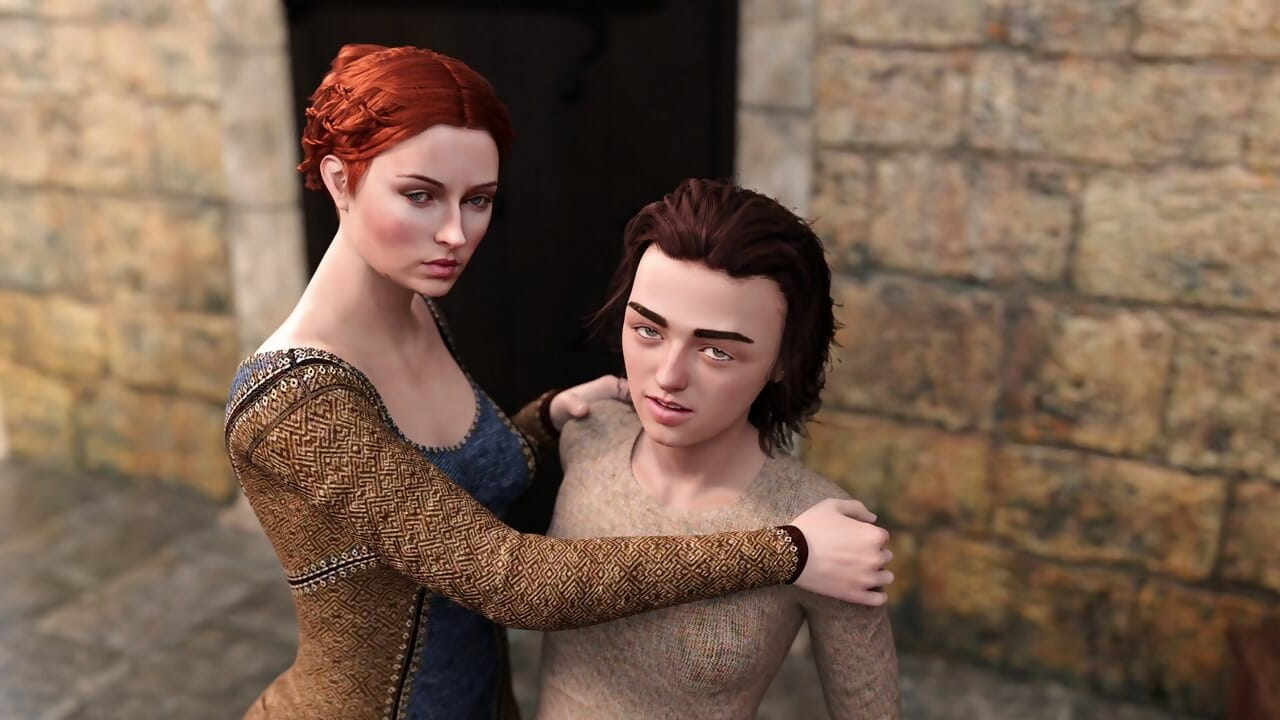 Whores of Thrones - Sansa & Arya 2 threesome page 1